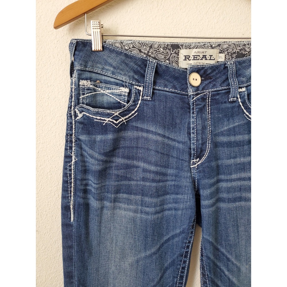 Ariat Womens Marine Mid Rise Boot Entwined‎ Jeans 31 Long Tall Embroidered - Picture 2 of 11